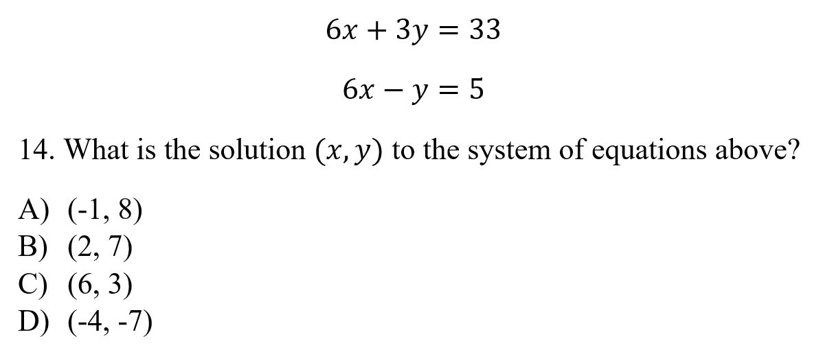 systems of linear equations and problem solving
