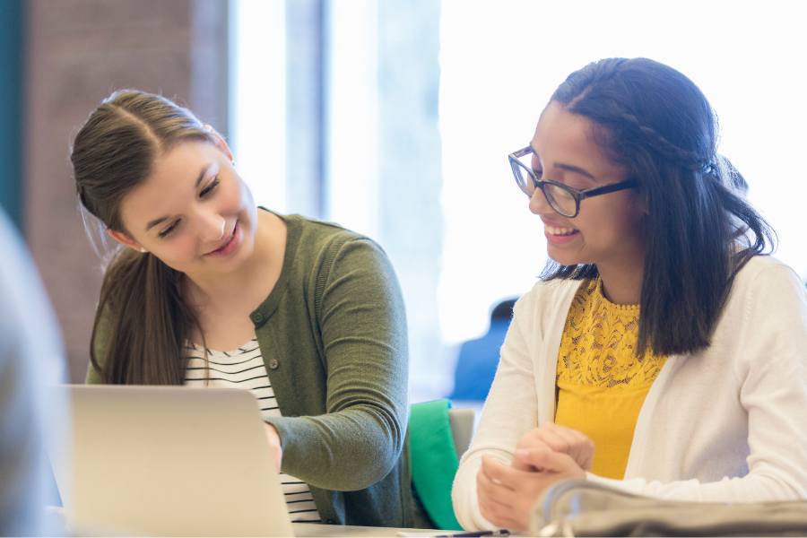 Students studying for digital AP exams